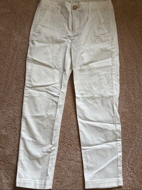 Women’s Monroe Slim Mid Rise Cotton White Chino Pants - Casual Straight Fit